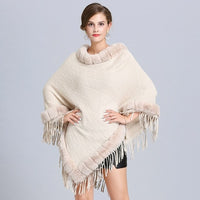 Poncho Col Fausse Fourrure