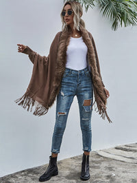 Poncho Cape Femme avec Fourrure