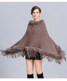 Poncho Col Fausse Fourrure