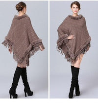 Poncho Col Fausse Fourrure