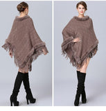 Poncho Col Fausse Fourrure