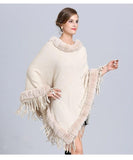 Poncho Col Fausse Fourrure