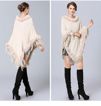 Poncho Col Fausse Fourrure