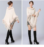 Poncho Col Fausse Fourrure