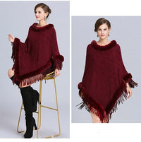 Poncho Col Fausse Fourrure