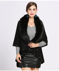 Poncho Noir Femme Cachemire