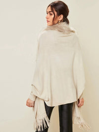 Poncho Cape Femme avec Fourrure