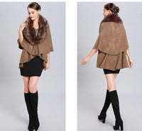 Cape Poncho Femme Fausse Fourrure Cachemire