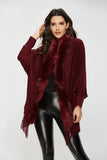 Poncho Cape Femme avec Fourrure