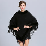 Poncho Col Fausse Fourrure