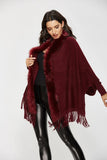 Poncho Cape Femme avec Fourrure