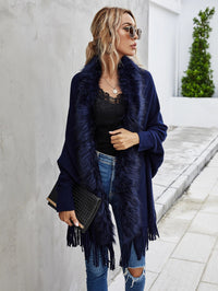 Poncho Cape Femme avec Fourrure