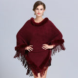 Poncho Col Fausse Fourrure