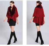 Cape Poncho Femme Fausse Fourrure Cachemire