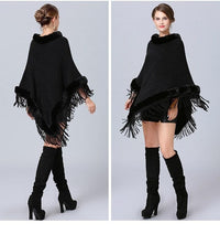 Poncho Col Fausse Fourrure