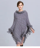 Poncho Col Fausse Fourrure