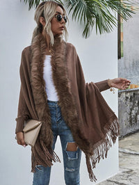 Poncho Cape Femme avec Fourrure