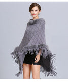 Poncho Col Fausse Fourrure