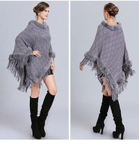 Poncho Col Fausse Fourrure