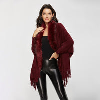 Poncho Cape Femme avec Fourrure