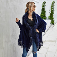 Poncho Cape Femme avec Fourrure