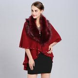 Cape Poncho Femme Fausse Fourrure Cachemire