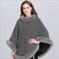 Poncho Col Fourrure